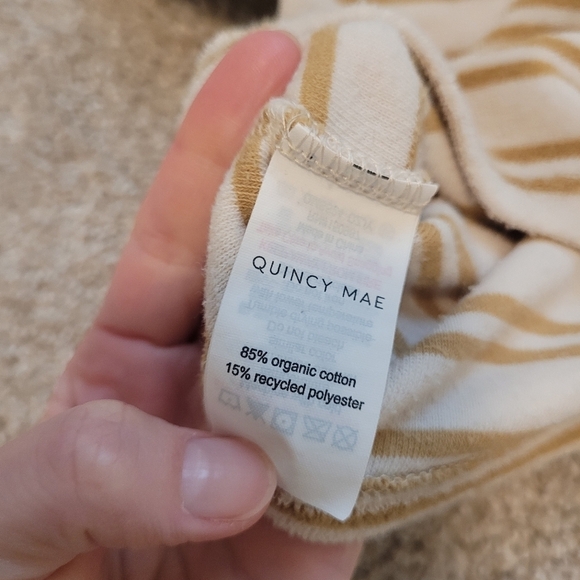 Quincy Mae Organic Cotton Terry Cloth Striped T-Shirt Size 4-5 Years - Picture 3 of 5